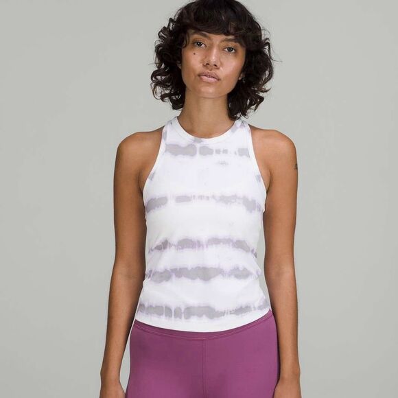 Lululemon Align Waist-Length Racerback Tank Top No Size White Transverse Lilac - Picture 1 of 7